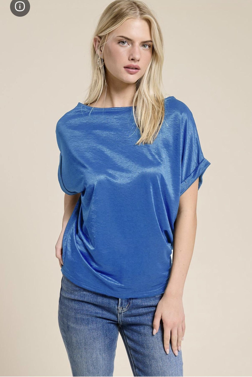 Cuffed Sleeve Boat Neck Top