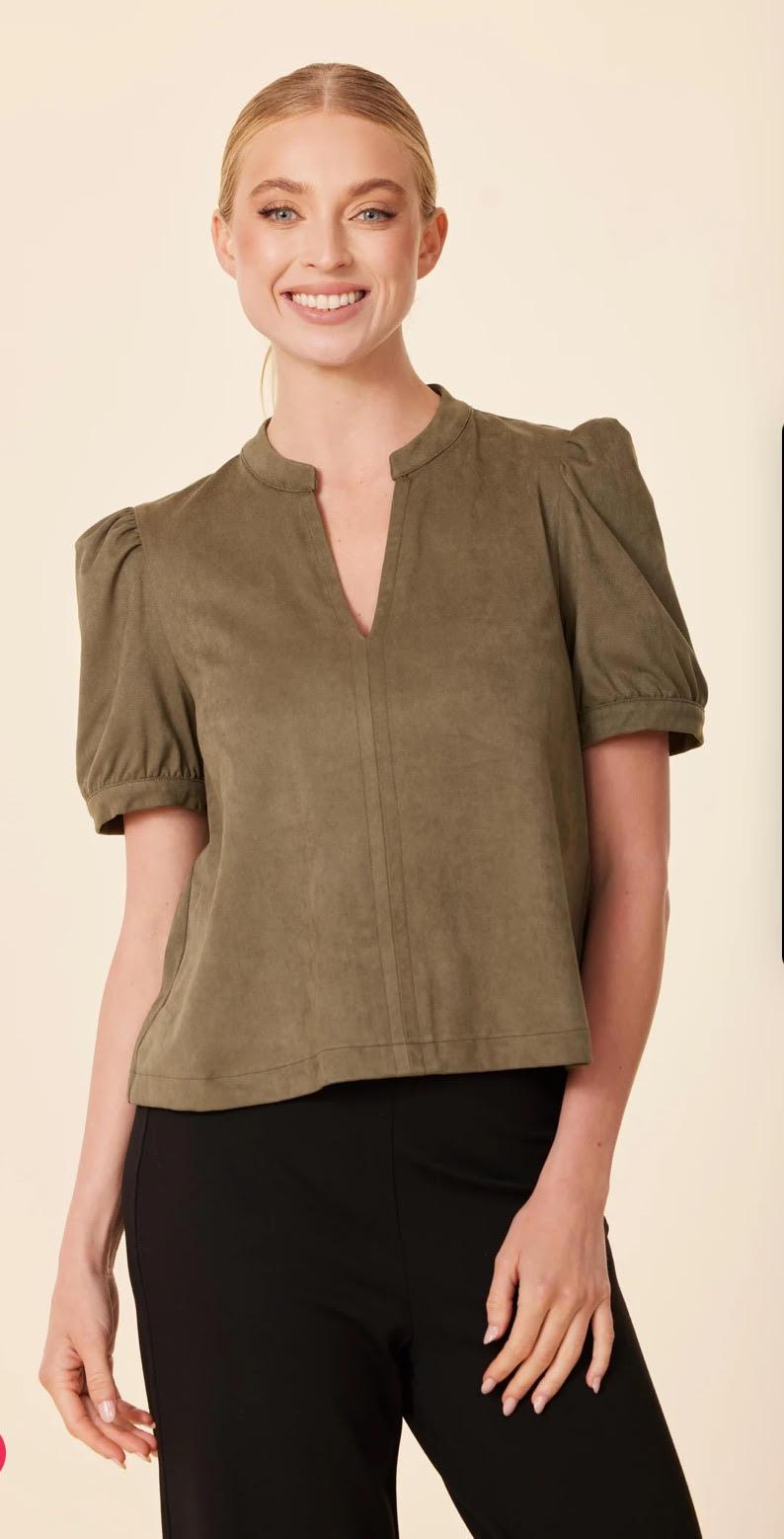 Faux Suede Short Sleeve Top