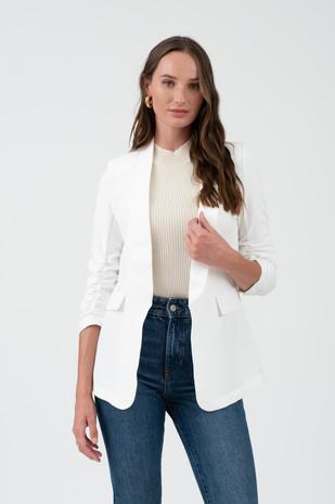 Ruched 3/4 Sleeve Blazer