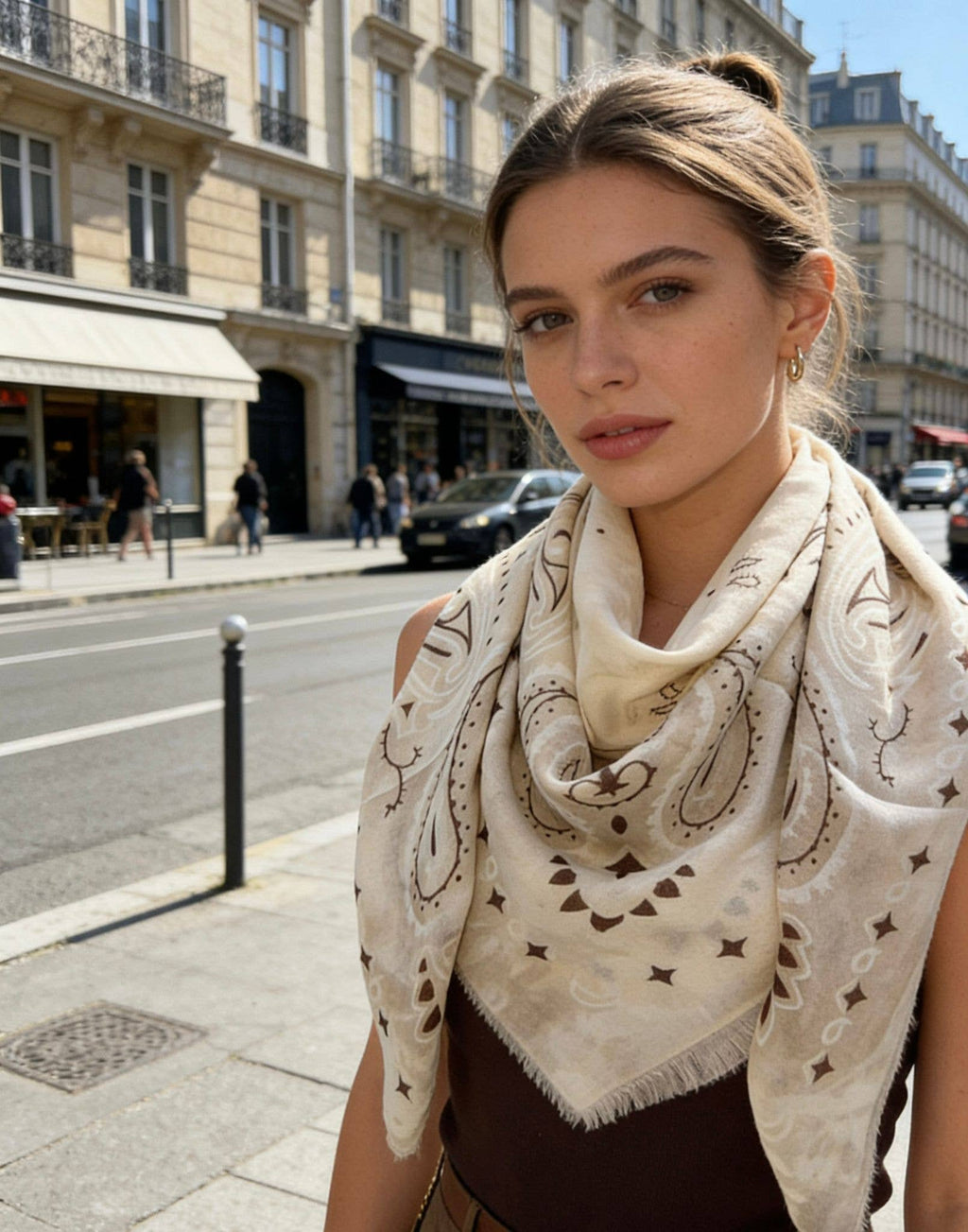 46735-K12 Large square scarf 110*110 bandana pattern