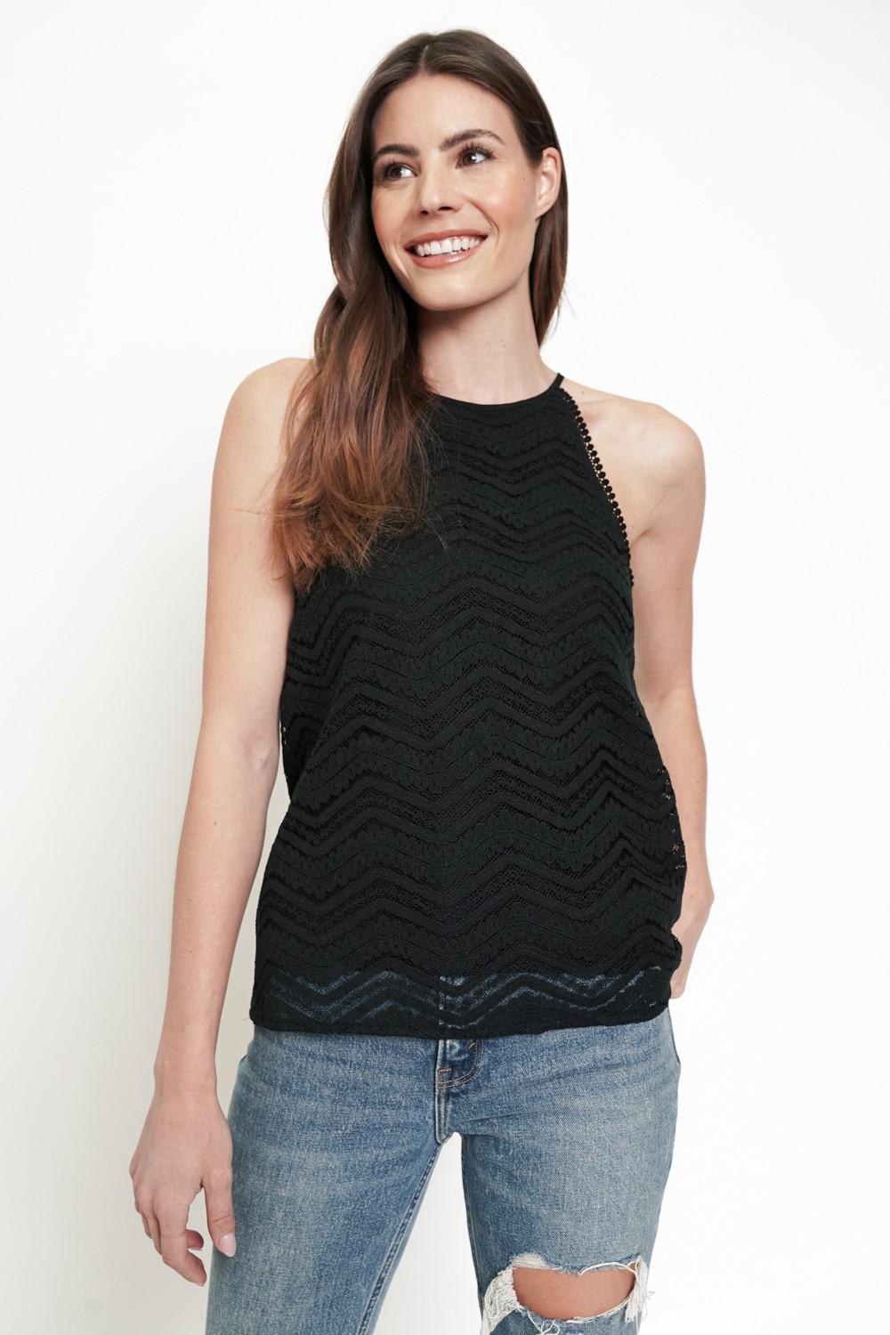 Lace Trim Halter Neck Top