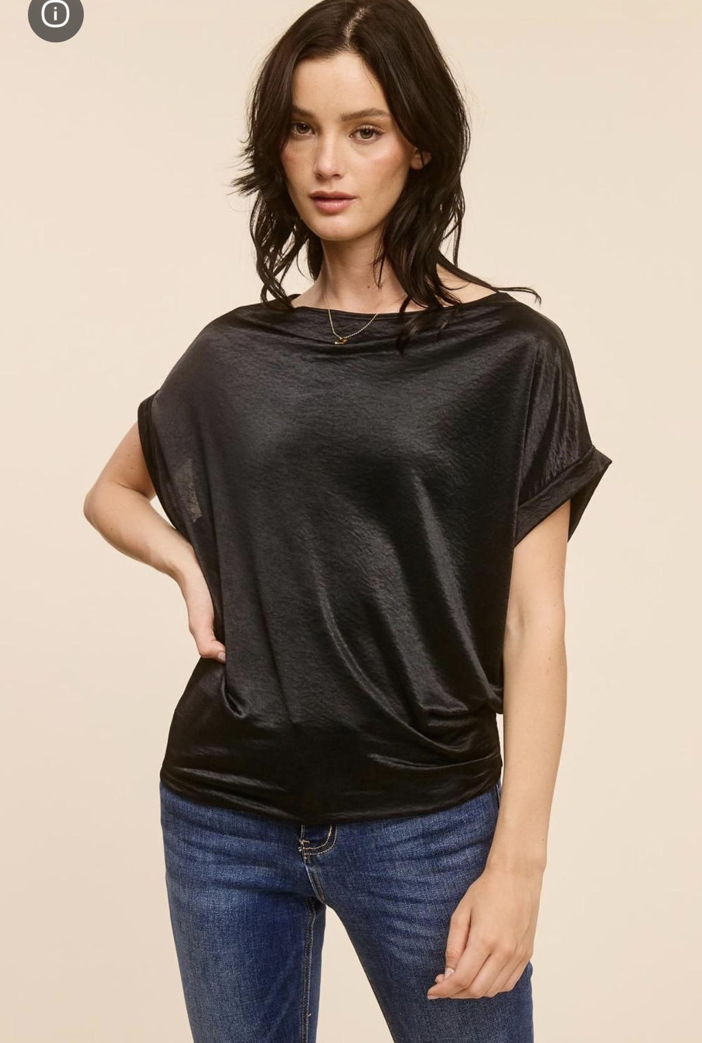 Cuffed Sleeve Boat Neck Top