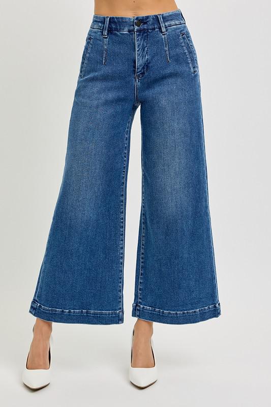 TUMMY CONTROL ELASTIC CROP WIDE JEANS