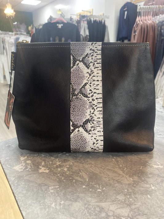 Leather Clutch with Snake Detail