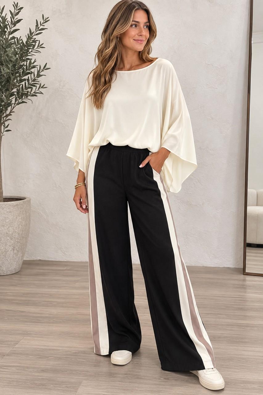 Satin Side Color Block Pants