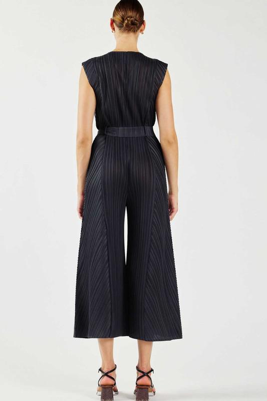 Pleated Button Front Jumpsuit