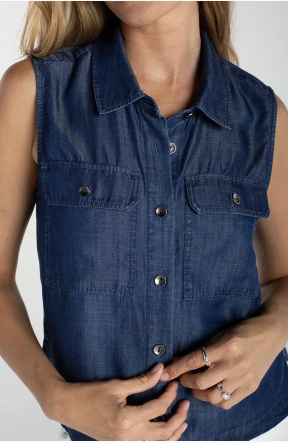 Tencel Button Down Slvlss Top