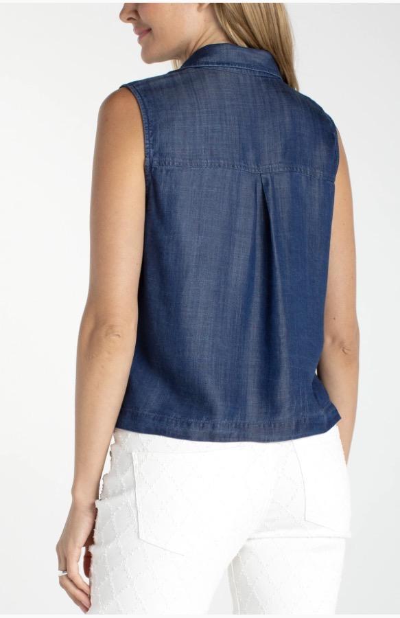 Tencel Button Down Slvlss Top