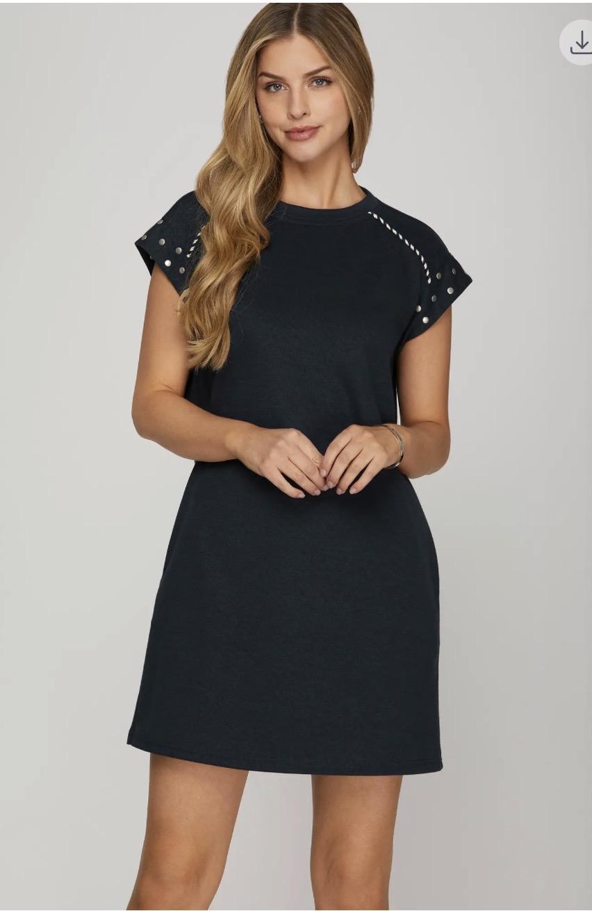 Drop Shoulder Knit Mini Dress