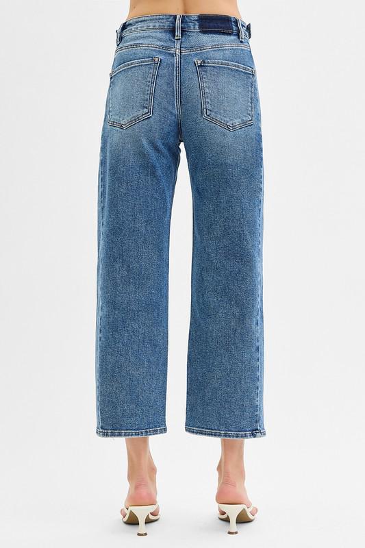 HR Crop Barrel Jean with Adjustable Waist Band
