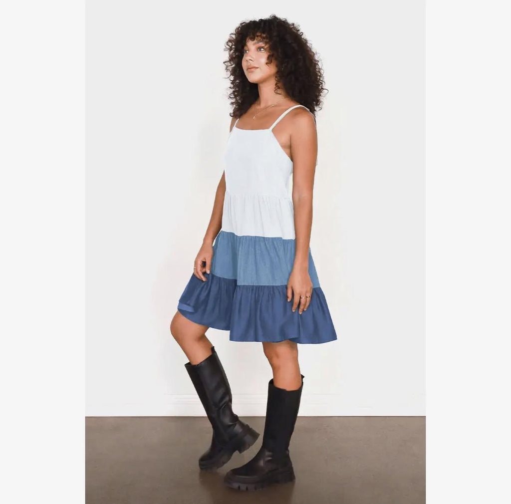 Tie Strap Tiered Ombre Dress