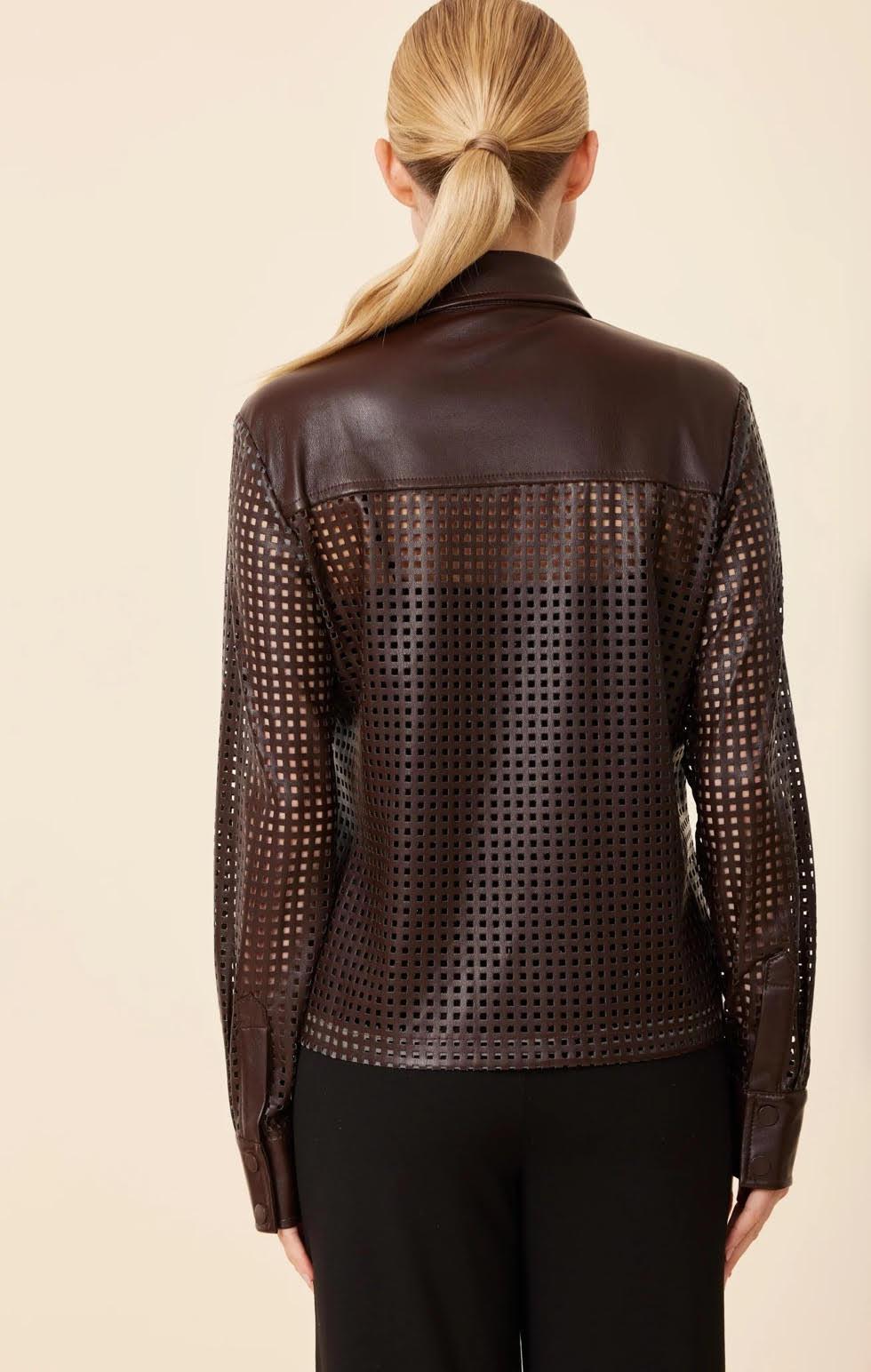 Laser Cut Faux Leather Shirt