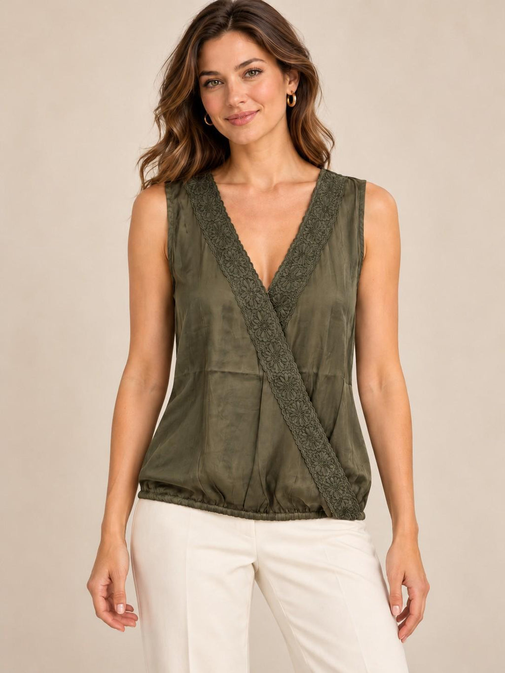 Embroidered Surplice Top