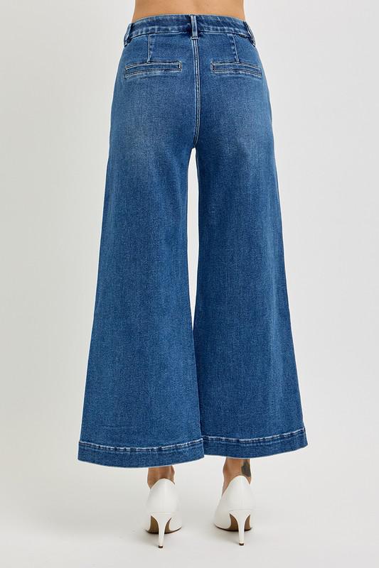 TUMMY CONTROL ELASTIC CROP WIDE JEANS