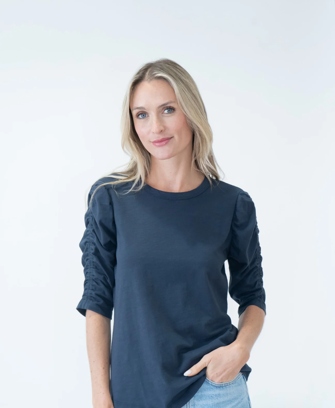 Maria Ruched Sleeve Top