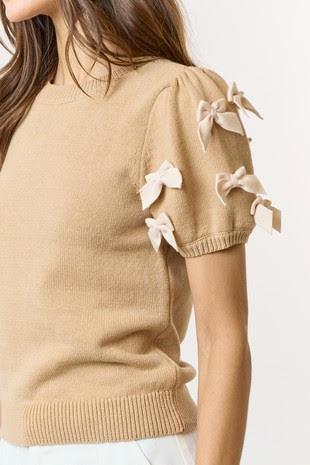 Bow Puff Sleeve Sweater