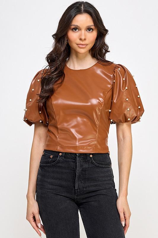Pearl Trim Bubble Top