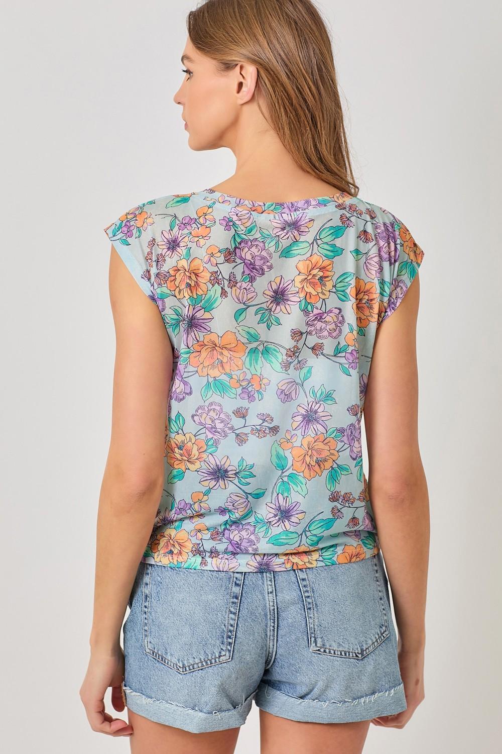 Floral Printed Mesh Top