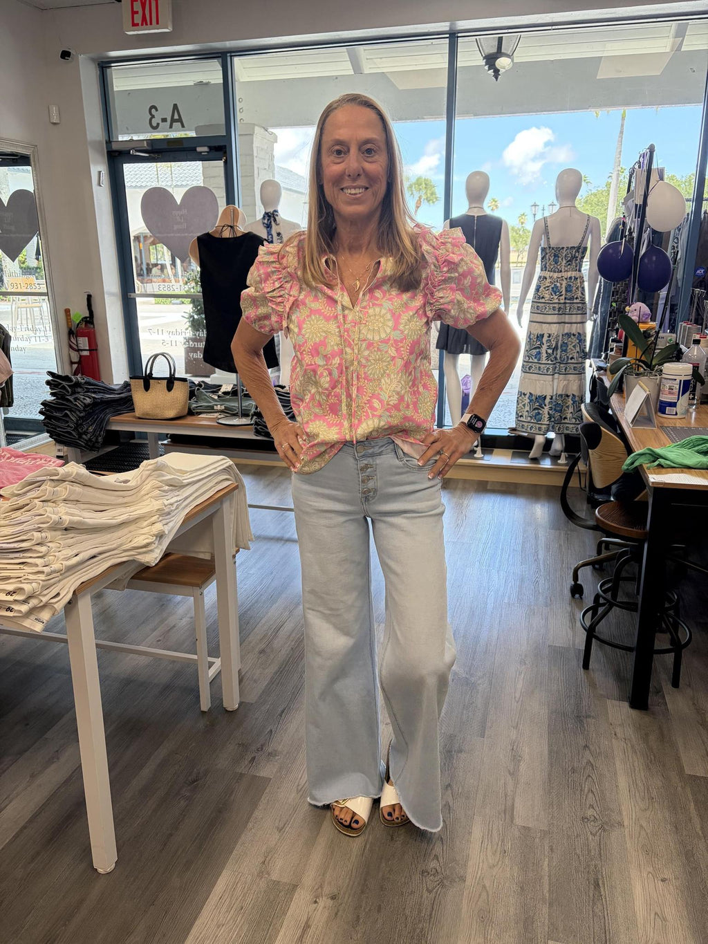 Floral Flutter Sleeve Top