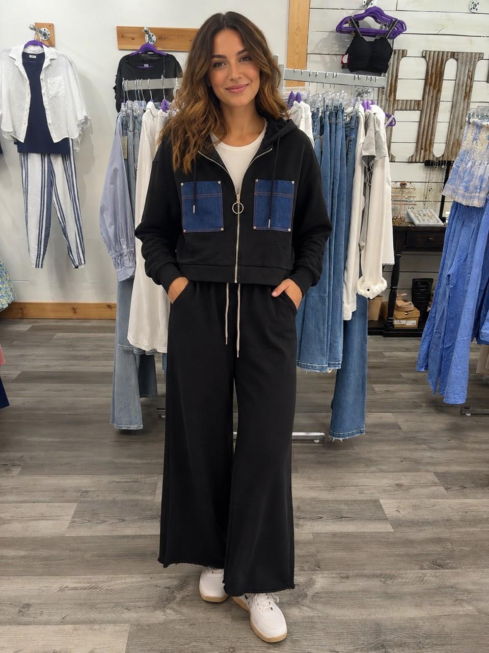 Carla Hoodie with Denim Detail