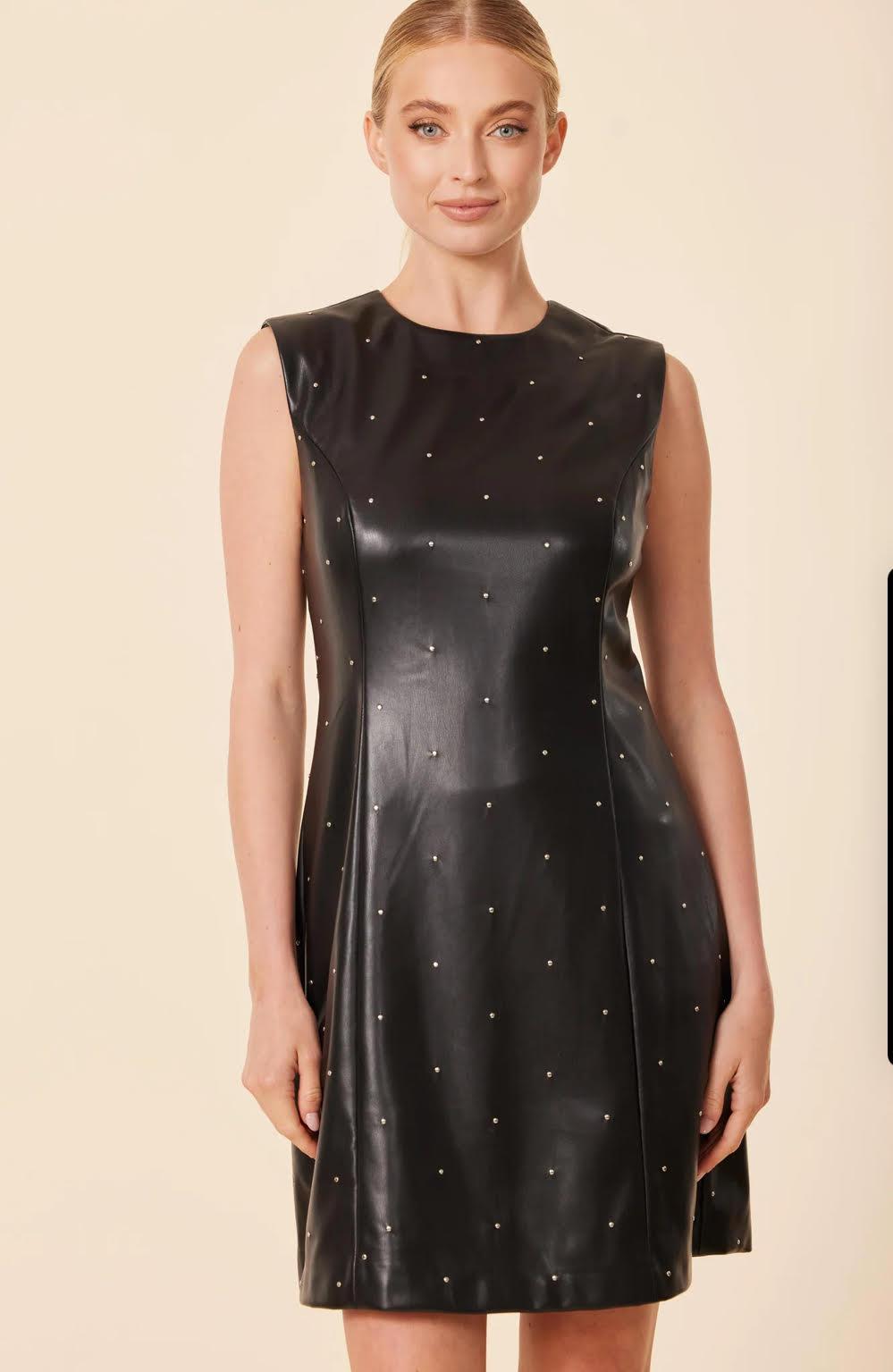 Faux Leather Studded Dress