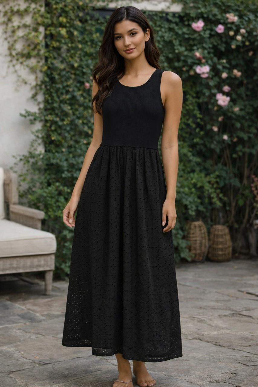 Mixed Media Eyelet Dress