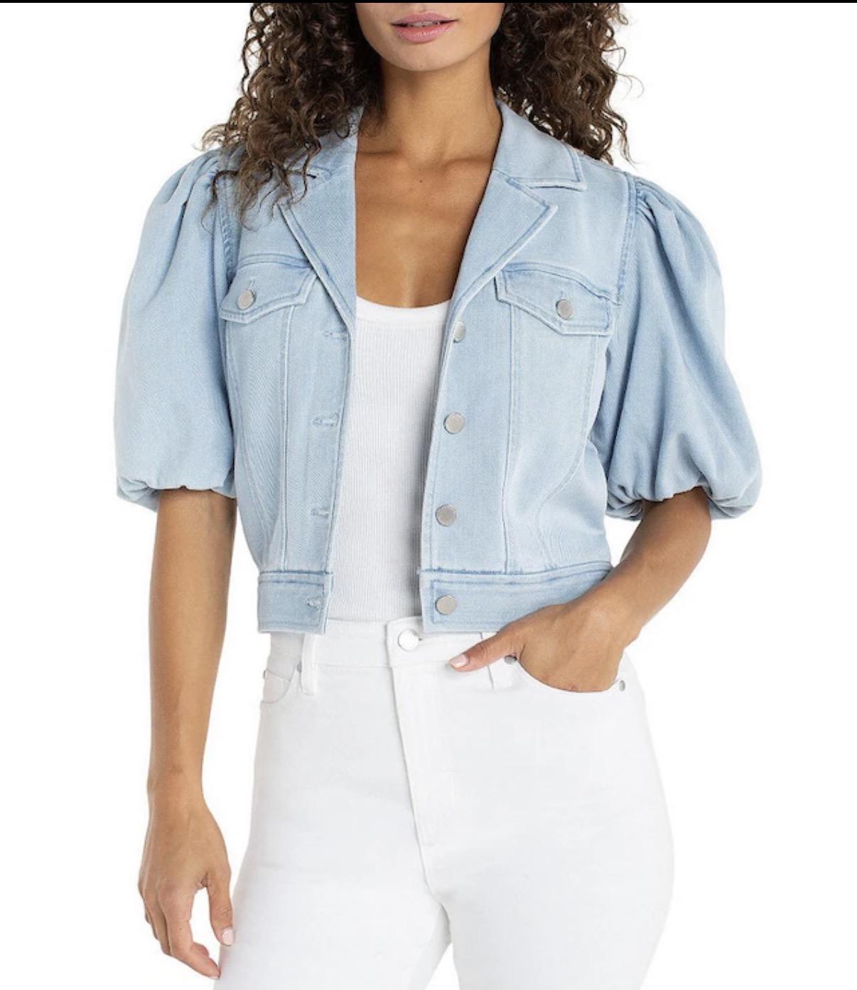 Puff sleeve Cropped Denim Jacket