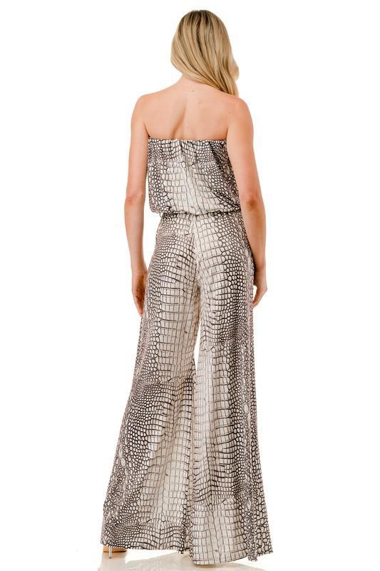 Wide Leg Jumpsuit with Silver Ring Belt