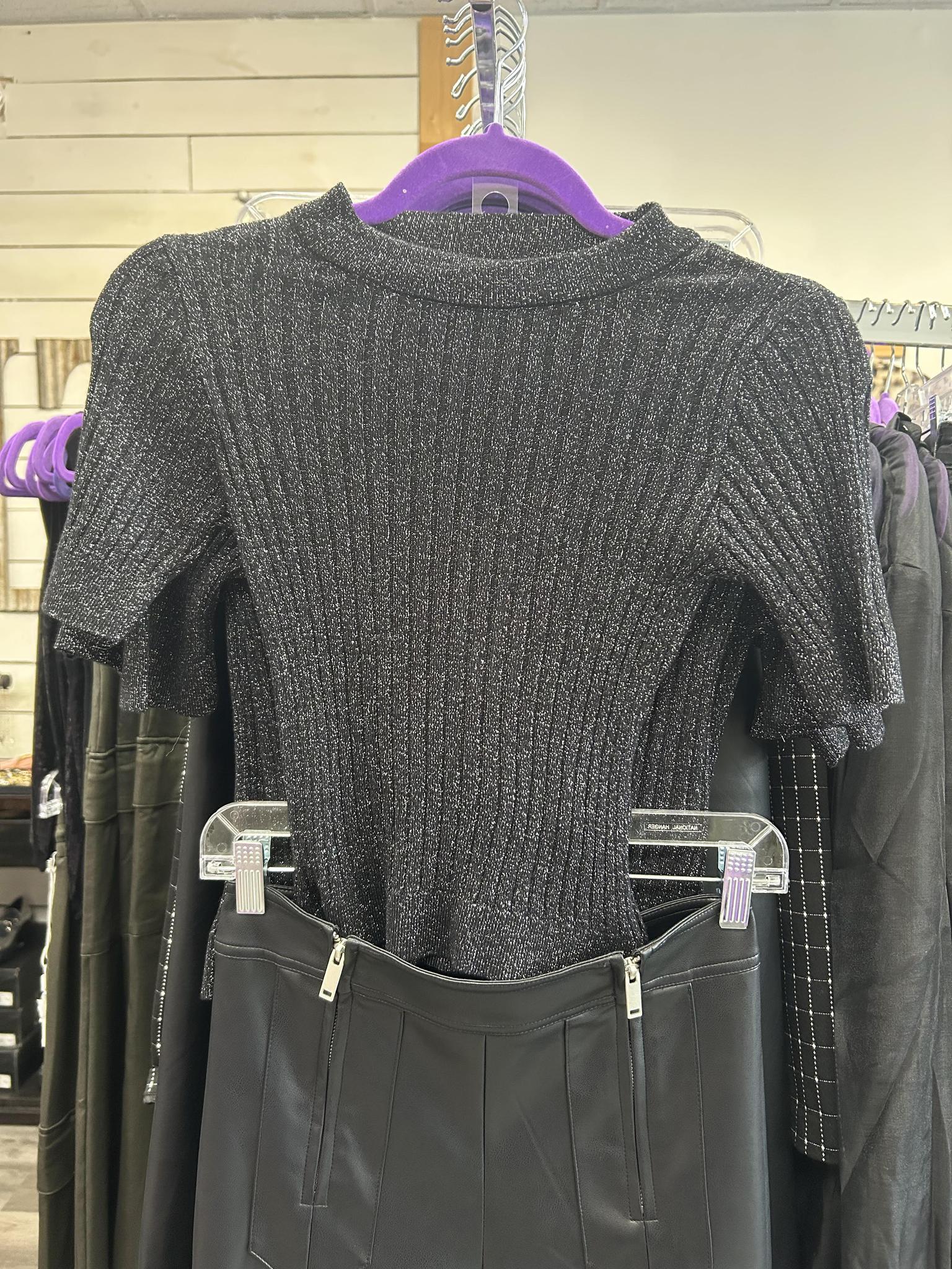 Lurex Short Sleeve Sweater