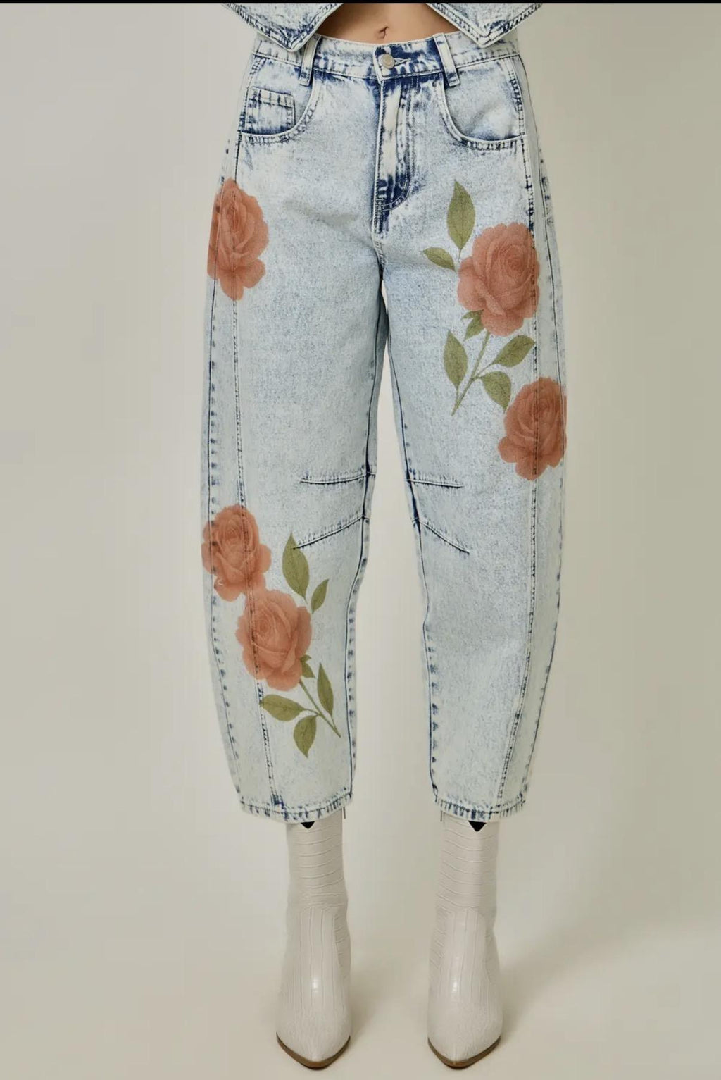 Floral Barrel Jeans
