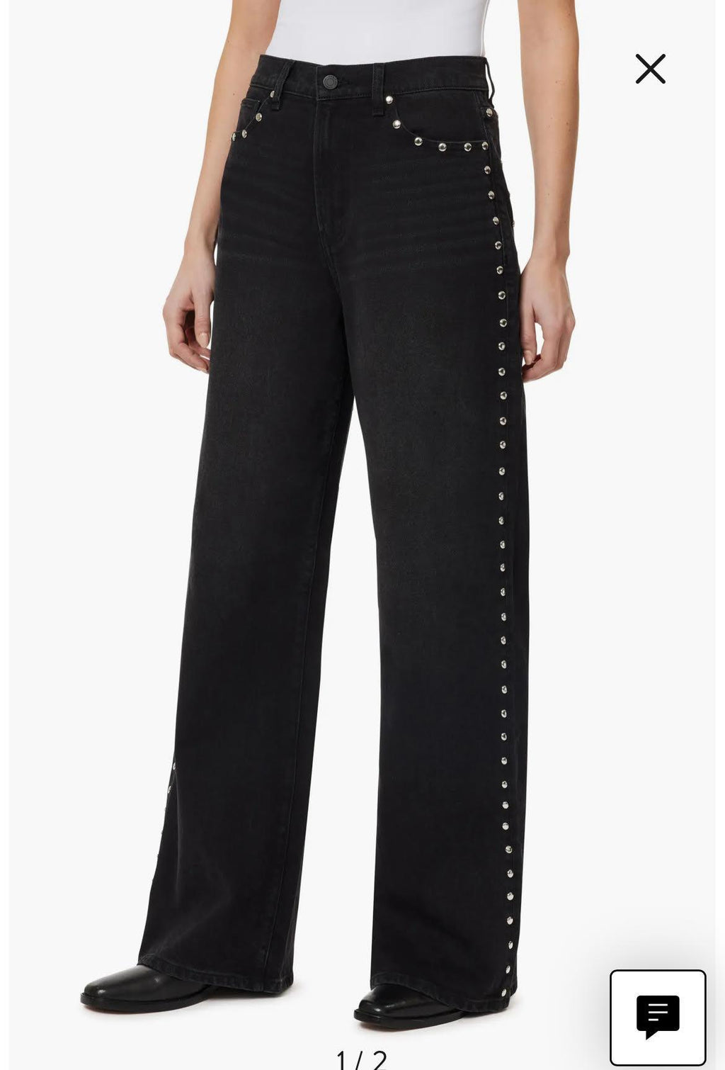 Gemma Wide Leg Studded Slouch Jean