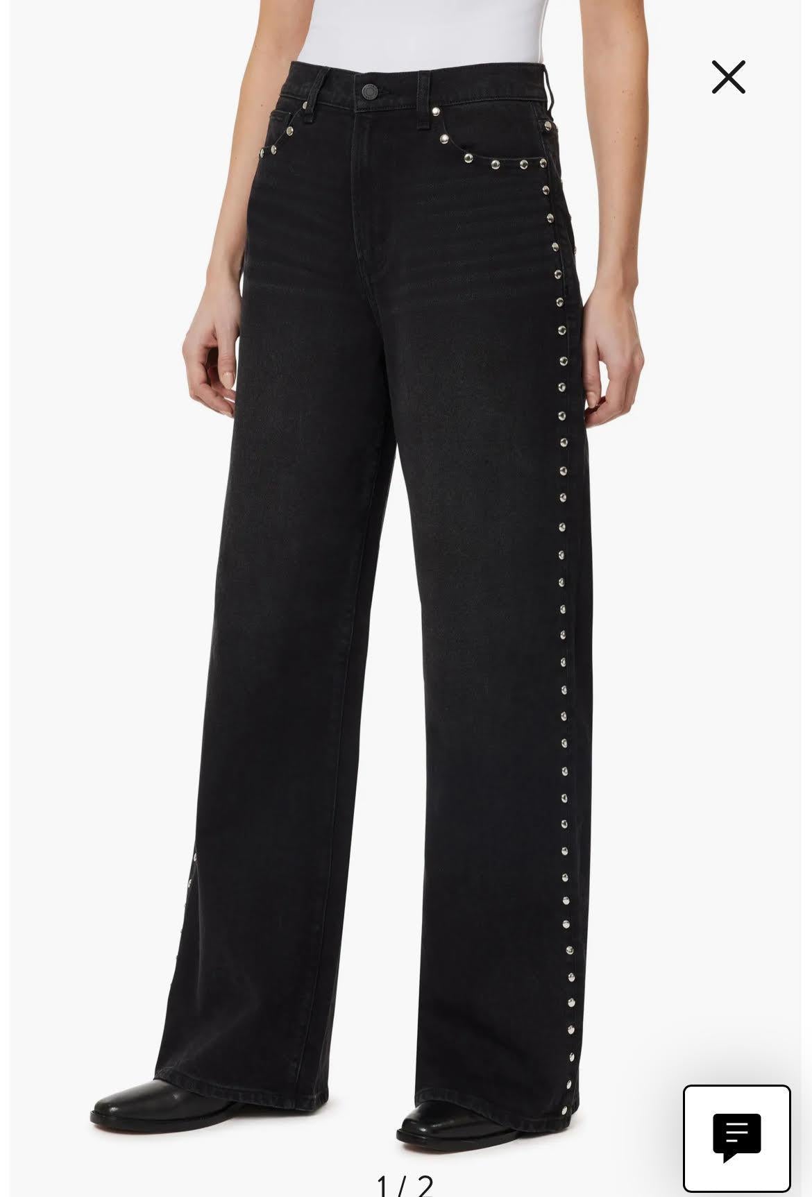 Gemma Wide Leg Studded Slouch Jean