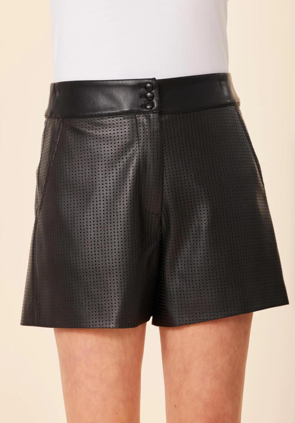 Vegan Leather Perforated Shorts