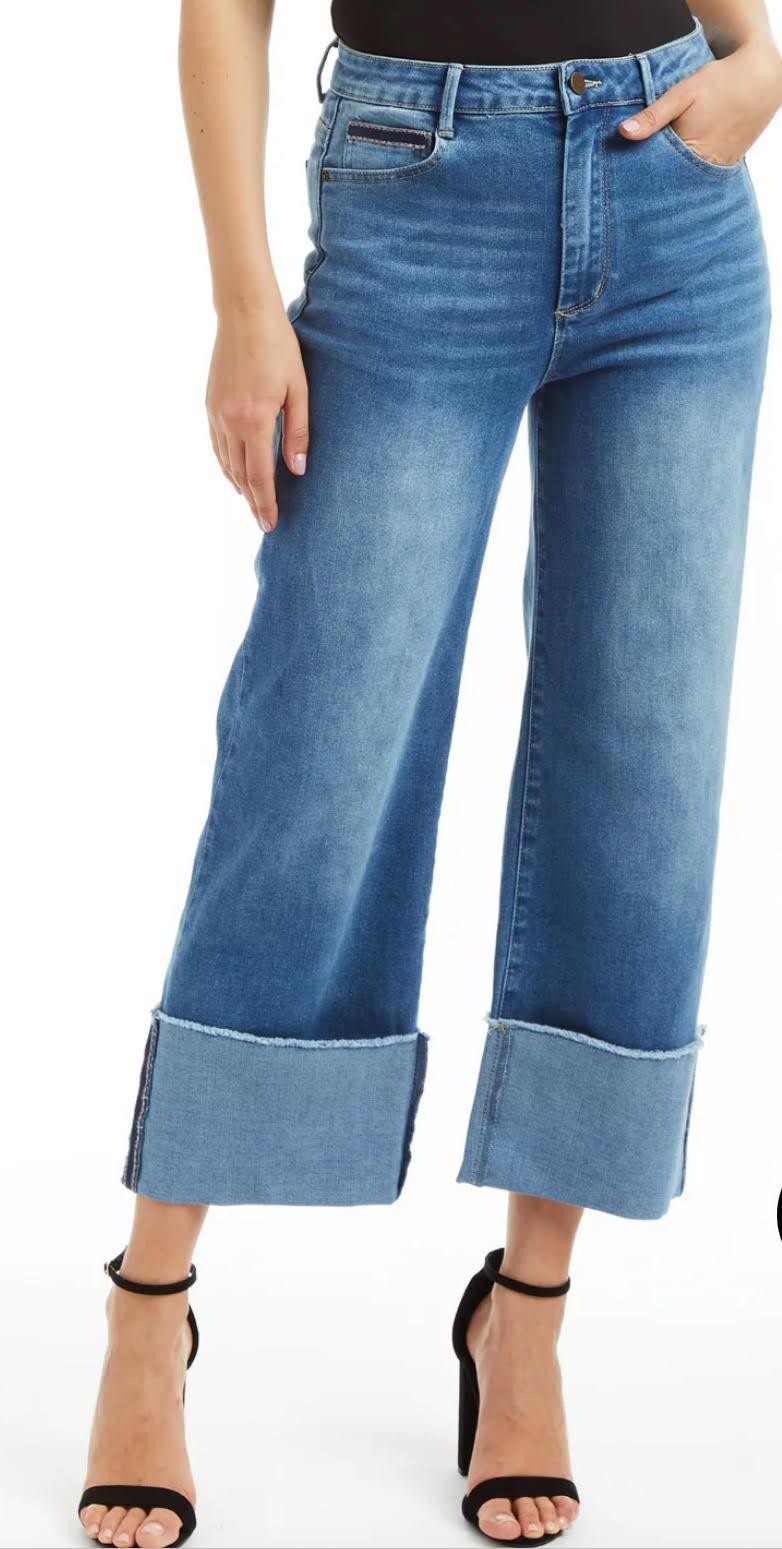 Selvege Cuff Mid Rise Straight Ankle Crop