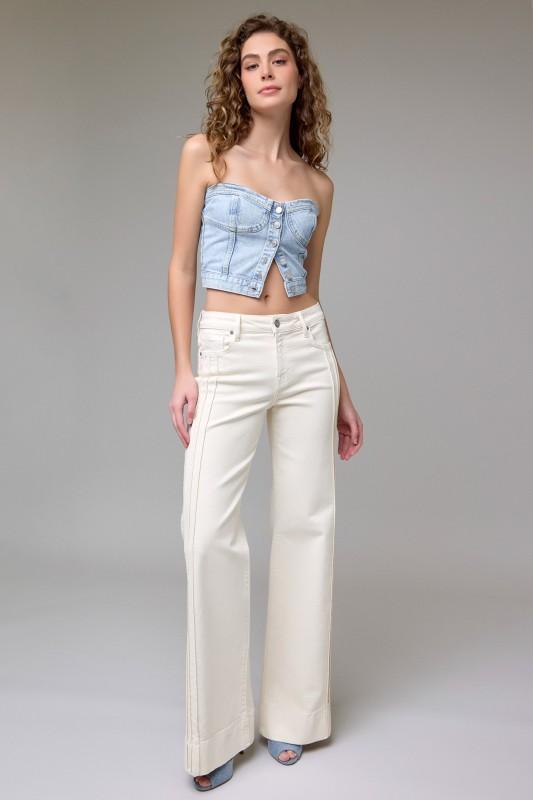Pintuck Mid Rise Comfort Flare