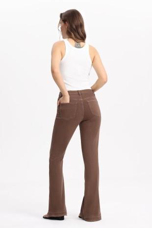 Brown Side Slit Jeans
