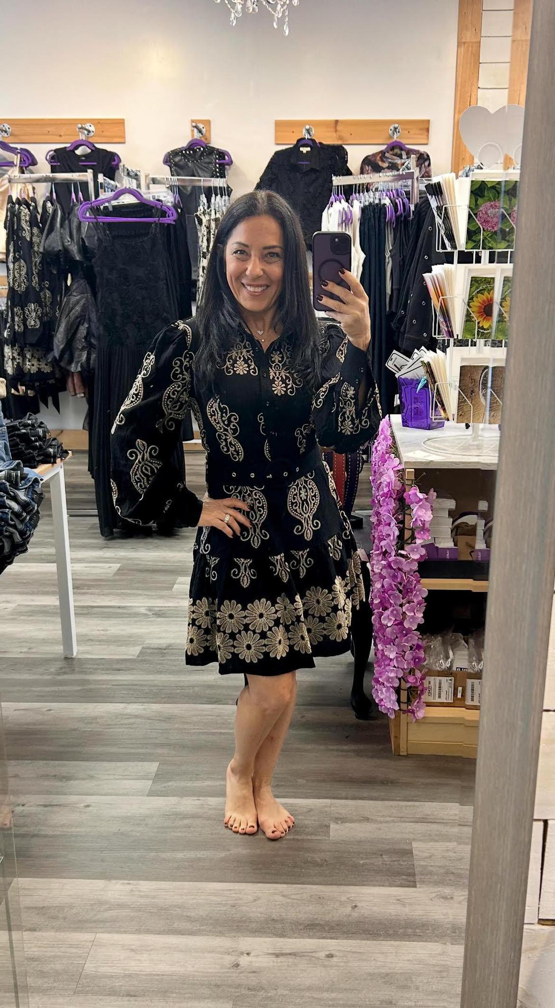 Embroidered Mini Dress