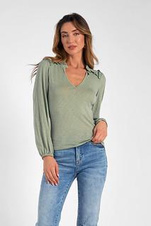 LS V-Neck Frill Top