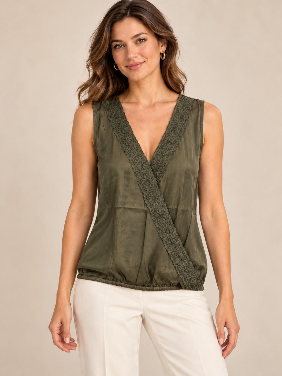 Embroidered Surplice Top