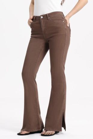 Brown Side Slit Jeans