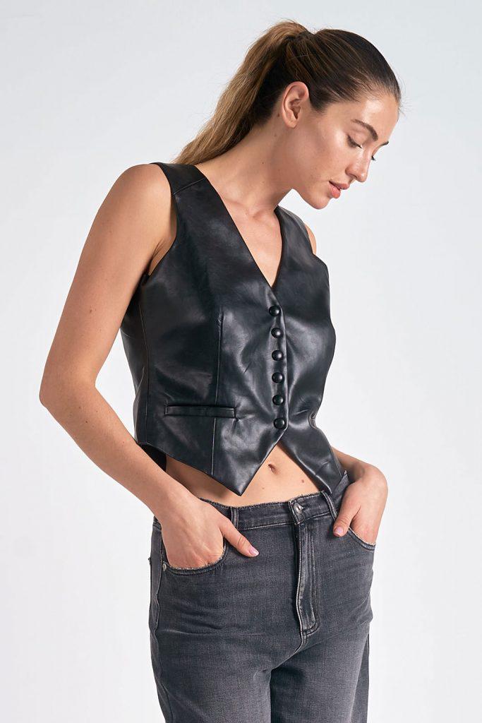 Faux Leather Vest