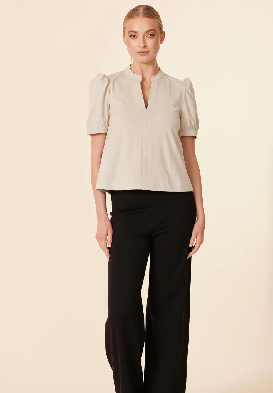 Faux Suede Short Sleeve Top