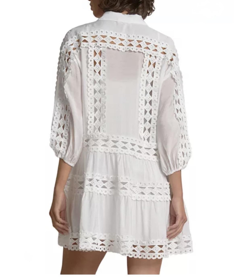 3/4 Sleeve Embroidered Dress