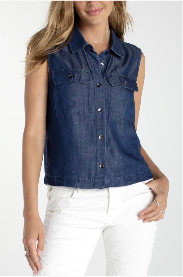 Tencel Button Down Slvlss Top