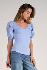 Henley Puff Sleeve Top