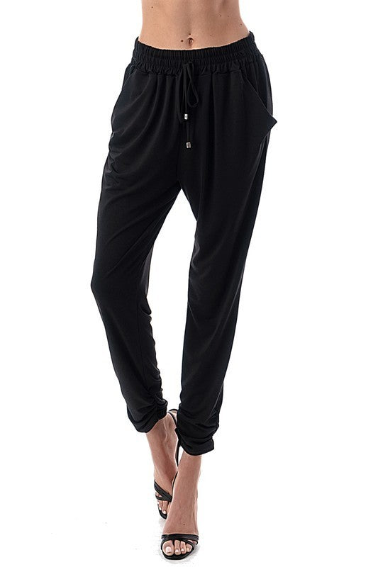 Drawstring Ruched Bottom Pants