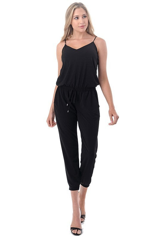 Spaghetti Strap Ruched Bottom Jumpsuit